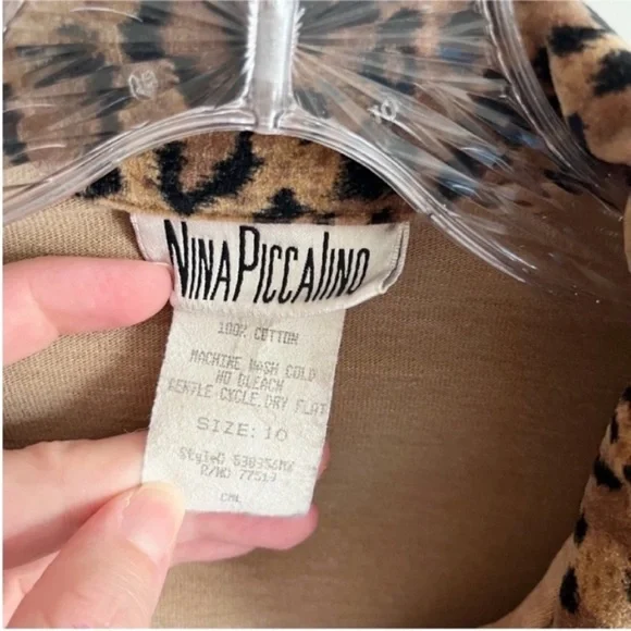 Nina Piccalino jacket tan brown African print crop vintage leopard drawstring - Picture 5 of 7